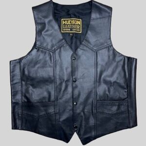 Hudson Black Leather Men's Vest